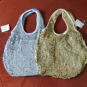Set of two hobo bags- Gold and Silver